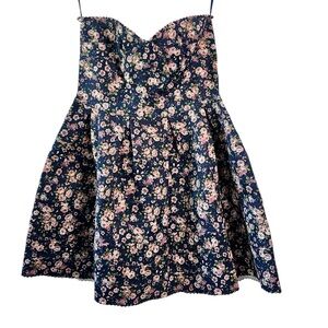 Sans Souci Floral Mini Dress - Navy and Pink